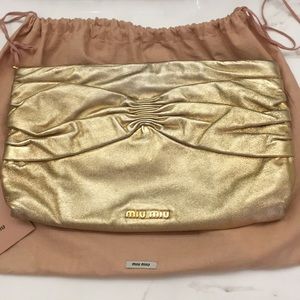 Authentic Miu Miu metallic gold clutch